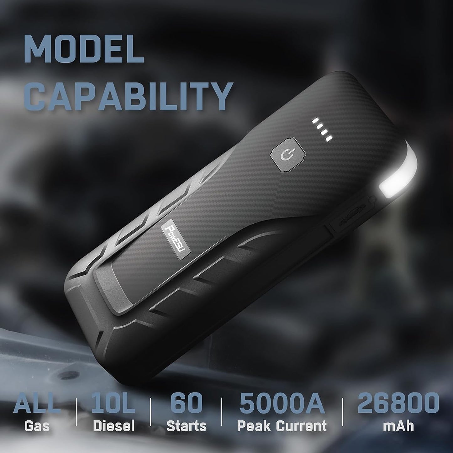 Powesu portable Car Battery Jump Starter - 5000A Peak