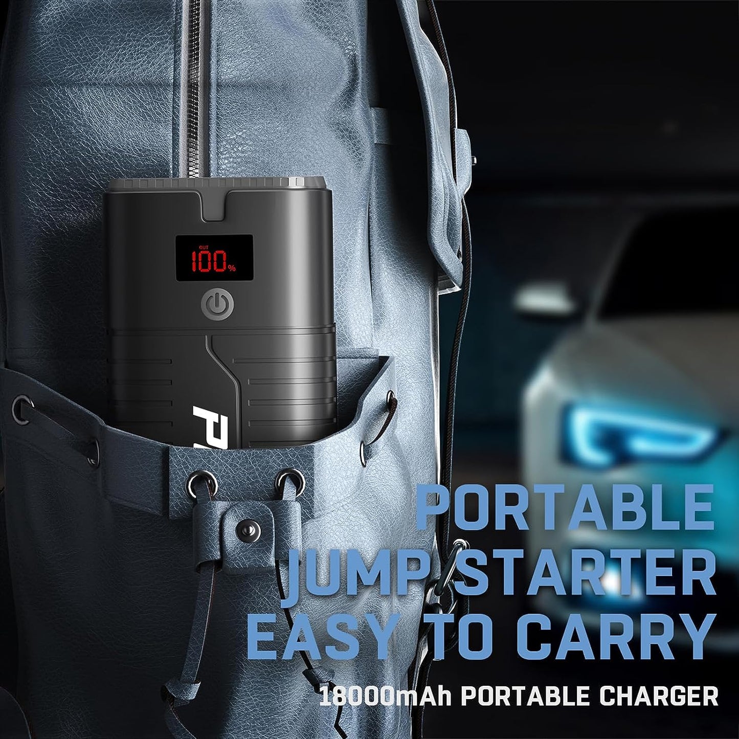 Powesu portable Car Battery Jump Starter - 2000A Peak 18000mAH